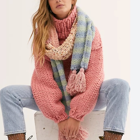 Free People Accessories - Free People Nova Stripe Tassel Scarf Pastel One Size
